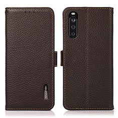 Funda de Cuero Cartera con Soporte Carcasa B03H para Sony Xperia 10 III Lite Marron