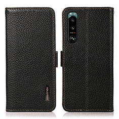 Funda de Cuero Cartera con Soporte Carcasa B03H para Sony Xperia 5 III SO-53B Negro