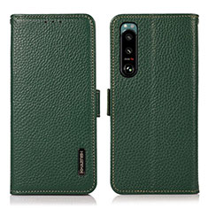 Funda de Cuero Cartera con Soporte Carcasa B03H para Sony Xperia 5 III Verde