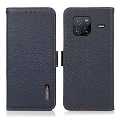 Funda de Cuero Cartera con Soporte Carcasa B03H para Vivo X80 5G Azul