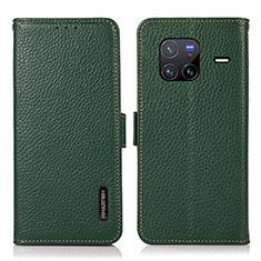 Funda de Cuero Cartera con Soporte Carcasa B03H para Vivo X80 5G Verde