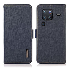 Funda de Cuero Cartera con Soporte Carcasa B03H para Vivo X80 Pro 5G Azul