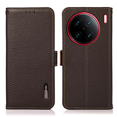 Funda de Cuero Cartera con Soporte Carcasa B03H para Vivo X90 Pro+ Plus 5G Marron