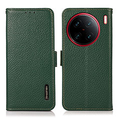 Funda de Cuero Cartera con Soporte Carcasa B03H para Vivo X90 Pro+ Plus 5G Verde