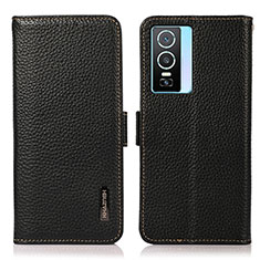 Funda de Cuero Cartera con Soporte Carcasa B03H para Vivo Y74s 5G Negro