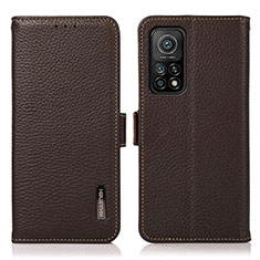 Funda de Cuero Cartera con Soporte Carcasa B03H para Xiaomi Mi 10T 5G Marron