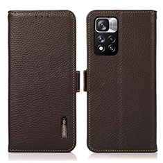 Funda de Cuero Cartera con Soporte Carcasa B03H para Xiaomi Mi 11i 5G (2022) Marron