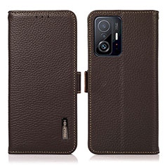 Funda de Cuero Cartera con Soporte Carcasa B03H para Xiaomi Mi 11T 5G Marron