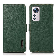 Funda de Cuero Cartera con Soporte Carcasa B03H para Xiaomi Mi 12 5G Verde