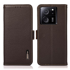 Funda de Cuero Cartera con Soporte Carcasa B03H para Xiaomi Mi 13T 5G Marron