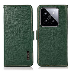 Funda de Cuero Cartera con Soporte Carcasa B03H para Xiaomi Mi 14 5G Verde