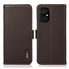 Funda de Cuero Cartera con Soporte Carcasa B03H para Xiaomi Poco M5 4G Marron