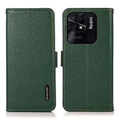 Funda de Cuero Cartera con Soporte Carcasa B03H para Xiaomi Redmi 10 Power Verde