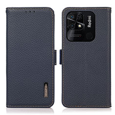 Funda de Cuero Cartera con Soporte Carcasa B03H para Xiaomi Redmi 10C 4G Azul