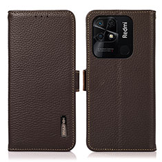 Funda de Cuero Cartera con Soporte Carcasa B03H para Xiaomi Redmi 10C 4G Marron