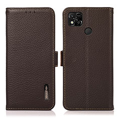 Funda de Cuero Cartera con Soporte Carcasa B03H para Xiaomi Redmi 9 Activ Marron