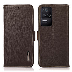 Funda de Cuero Cartera con Soporte Carcasa B03H para Xiaomi Redmi K40S 5G Marron