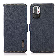 Funda de Cuero Cartera con Soporte Carcasa B03H para Xiaomi Redmi Note 10 5G Azul