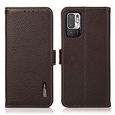 Funda de Cuero Cartera con Soporte Carcasa B03H para Xiaomi Redmi Note 10 5G Marron