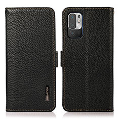 Funda de Cuero Cartera con Soporte Carcasa B03H para Xiaomi Redmi Note 10 5G Negro