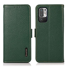 Funda de Cuero Cartera con Soporte Carcasa B03H para Xiaomi Redmi Note 10 5G Verde