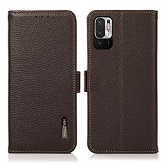 Funda de Cuero Cartera con Soporte Carcasa B03H para Xiaomi Redmi Note 10 JE 5G Marron