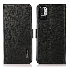 Funda de Cuero Cartera con Soporte Carcasa B03H para Xiaomi Redmi Note 10 JE 5G Negro