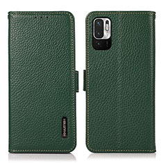 Funda de Cuero Cartera con Soporte Carcasa B03H para Xiaomi Redmi Note 10 JE 5G Verde