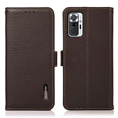 Funda de Cuero Cartera con Soporte Carcasa B03H para Xiaomi Redmi Note 10 Pro 4G Marron