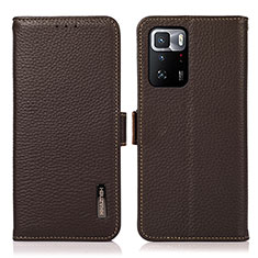 Funda de Cuero Cartera con Soporte Carcasa B03H para Xiaomi Redmi Note 10 Pro 5G Marron