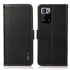 Funda de Cuero Cartera con Soporte Carcasa B03H para Xiaomi Redmi Note 10 Pro 5G Negro