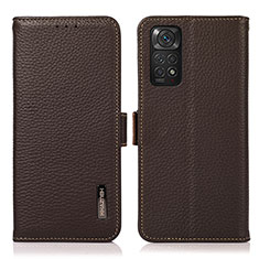 Funda de Cuero Cartera con Soporte Carcasa B03H para Xiaomi Redmi Note 11 4G (2022) Marron