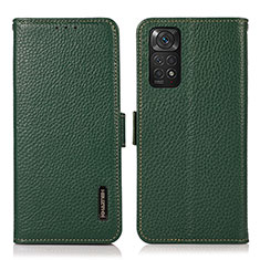 Funda de Cuero Cartera con Soporte Carcasa B03H para Xiaomi Redmi Note 11S 4G Verde