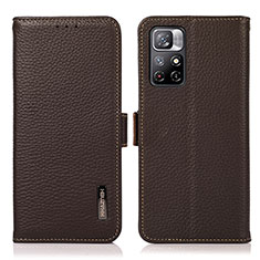 Funda de Cuero Cartera con Soporte Carcasa B03H para Xiaomi Redmi Note 11T 5G Marron