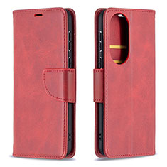 Funda de Cuero Cartera con Soporte Carcasa B04F para Huawei P50 Rojo