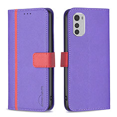 Funda de Cuero Cartera con Soporte Carcasa B04F para Motorola Moto E32 Morado