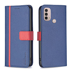 Funda de Cuero Cartera con Soporte Carcasa B04F para Motorola Moto E40 Azul