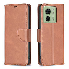 Funda de Cuero Cartera con Soporte Carcasa B04F para Motorola Moto Edge (2023) 5G Marron