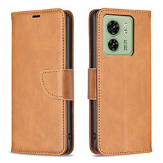 Funda de Cuero Cartera con Soporte Carcasa B04F para Motorola Moto Edge (2023) 5G Marron Claro