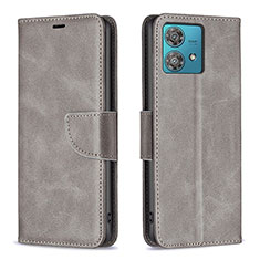 Funda de Cuero Cartera con Soporte Carcasa B04F para Motorola Moto Edge 40 Neo 5G Gris