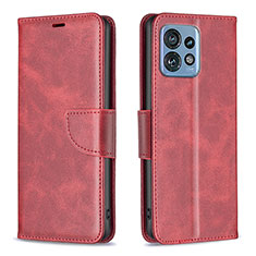 Funda de Cuero Cartera con Soporte Carcasa B04F para Motorola Moto Edge 40 Pro 5G Rojo