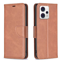 Funda de Cuero Cartera con Soporte Carcasa B04F para Motorola Moto G23 Marron