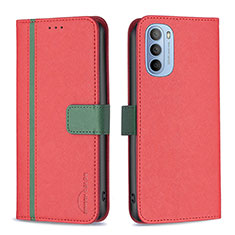 Funda de Cuero Cartera con Soporte Carcasa B04F para Motorola Moto G31 Rojo