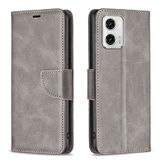 Funda de Cuero Cartera con Soporte Carcasa B04F para Motorola Moto G73 5G Gris