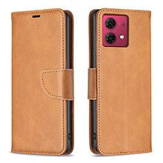 Funda de Cuero Cartera con Soporte Carcasa B04F para Motorola Moto G84 5G Marron Claro