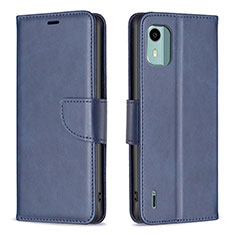 Funda de Cuero Cartera con Soporte Carcasa B04F para Nokia C12 Azul