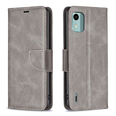 Funda de Cuero Cartera con Soporte Carcasa B04F para Nokia C12 Pro Gris