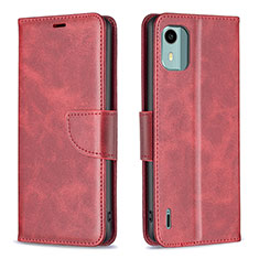 Funda de Cuero Cartera con Soporte Carcasa B04F para Nokia C12 Pro Rojo