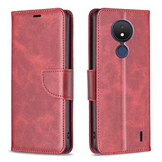 Funda de Cuero Cartera con Soporte Carcasa B04F para Nokia C21 Rojo