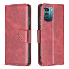 Funda de Cuero Cartera con Soporte Carcasa B04F para Nokia G21 Rojo